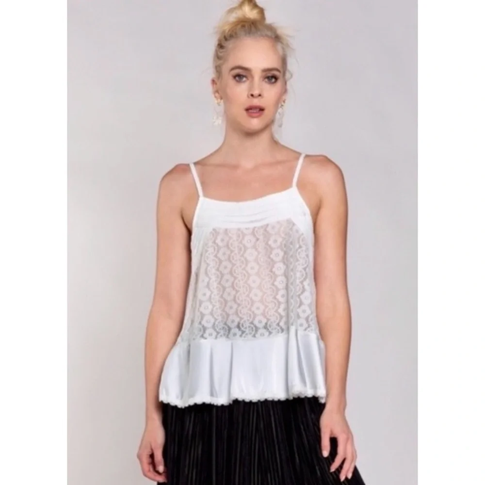 POL Ivory Satin & Lace Cami Top - Picture 1 of 10